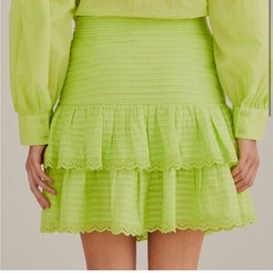 NWT Farm Rio Flouncy Lime Green Minis Skirt